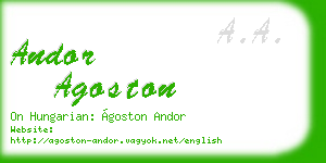 andor agoston business card